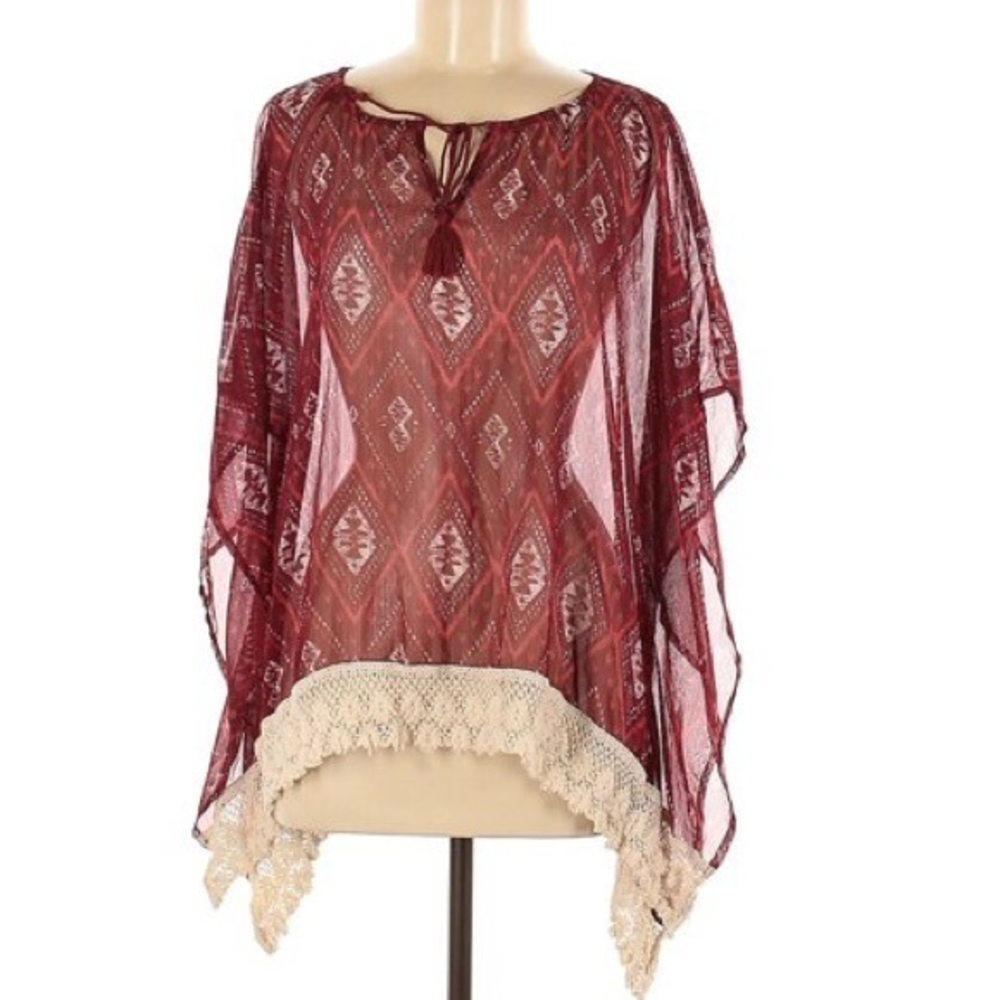 Hollister beach cover up red boho sheer